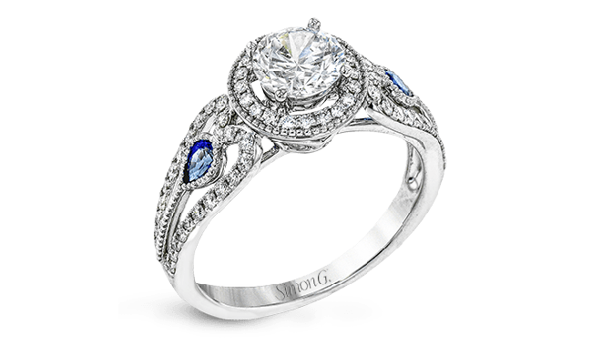 Simon G. 0.33 ctw Halo 18k White Gold Round Cut Engagement Ring - LP2353-W-18KS