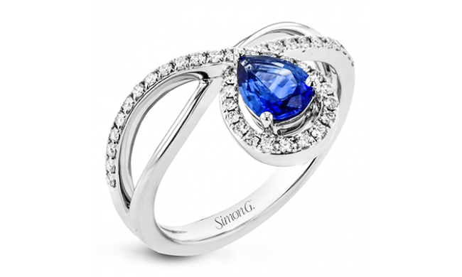 Simon G. Color Ring 18k Gold (White) 0.58 ct Sapphire 0.28 ct Diamond - LR2805-18K