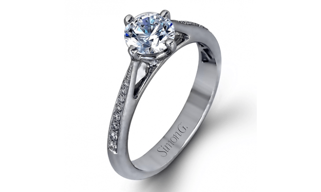 Simon G. Bridal Set 18k White Gold Round Cut Engagement Ring - MR1511-W-18KS