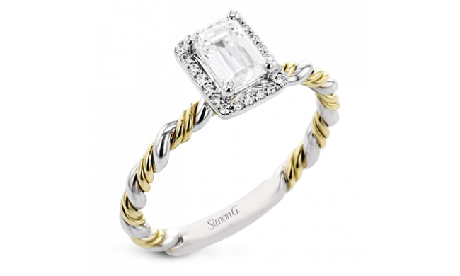 Simon G. Bridal Set 18k Two Tone Gold Emerald Cut Engagement Ring - LR2796-2T-18KS