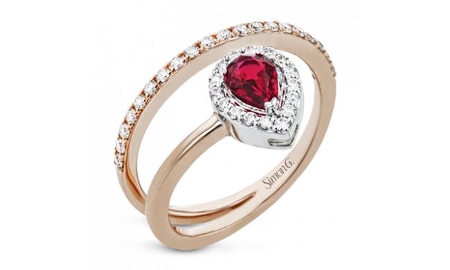 Simon G. Color Ring 18k Gold (Rose, White) 0.47 ct Ruby 0.33 ct Diamond - LR2334-R-18K