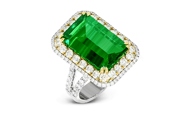 Simon G. Color Ring 18k Gold (White, Yellow) 6.71 ct Emerald 1.81 ct Diamond - MR2469-A-18K-S