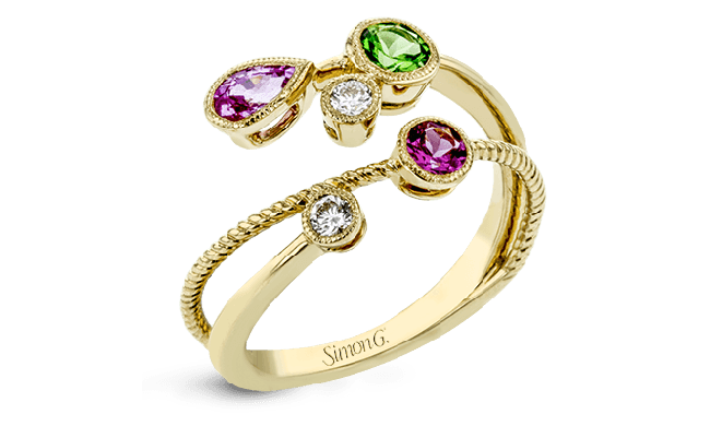 Simon G. Color Ring 18k Gold (Yellow) 0.58 ct Sapphire, Tsavorite 0.13 ct Diamond - LR2414-18K