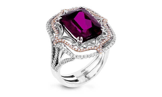 Simon G. Color Ring 18k Gold (Rose, White) 7.03 ct Rubellite 0.67 ct Diamond - MR2731-18K-S