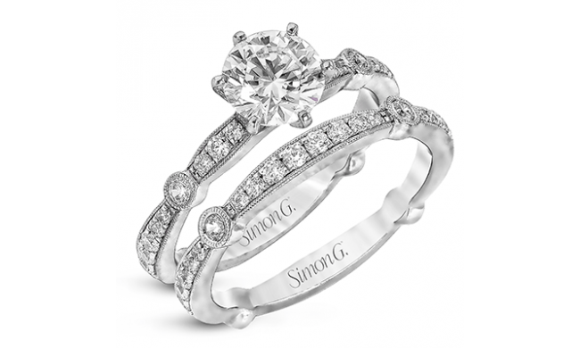 Simon G. 0.59 ctw Bridal Set 18k White Gold Round Cut Engagement Ring - MR1546-W-18KSET