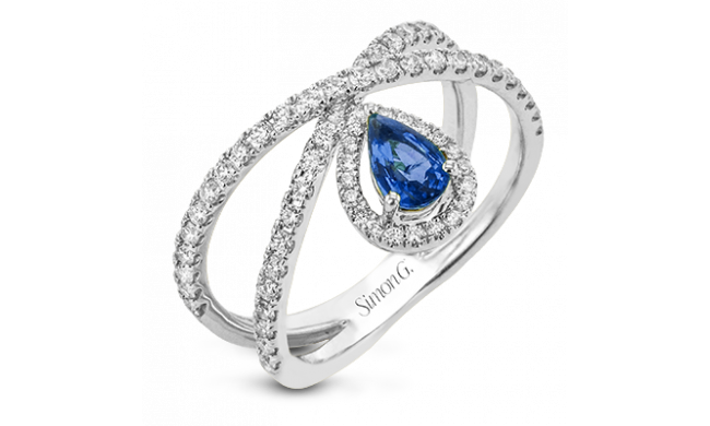 Simon G. Color Ring 18k Gold (White) 0.42 ct Sapphire 0.52 ct Diamond - LR2264-18K-S