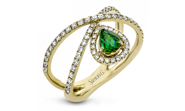 Simon G. Color Ring 18k Gold (White) 0.31 ct Emerald 0.51 ct Diamond - LR2264-Y-18K