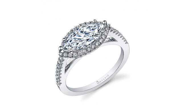 0.36tw Semi-Mount Engagement Ring With 13X6 Marq Halo *1/2* - sy395 mq