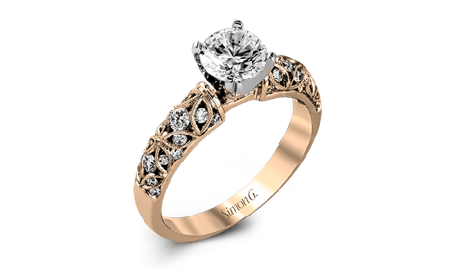 Simon G. Straight 18k Rose Gold Round Cut Engagement Ring - LP1582-D-R-18KS