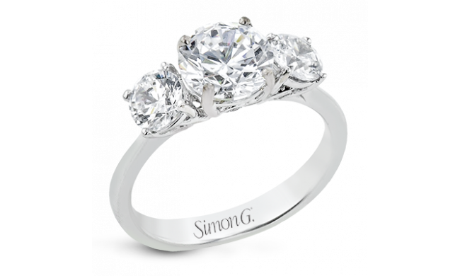 Simon G. 1.0 ctw 3 Stone 18k White Gold Round Cut Engagement Ring - LR2843-W-18KS