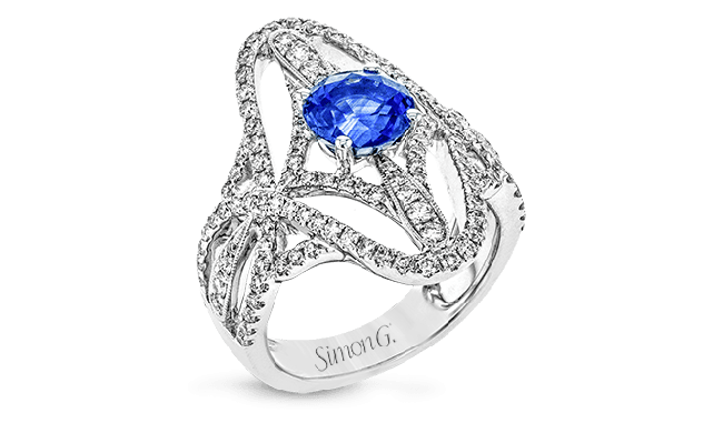 Simon G. Color Ring 18k Gold (White) 1.41 ct Sapphire 1.02 ct Diamond - TR613-18K-S