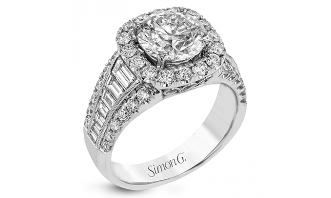 Simon G. 0.83 ctw Halo 18k White Gold Round Cut Engagement Ring - LR1164-W-18KS