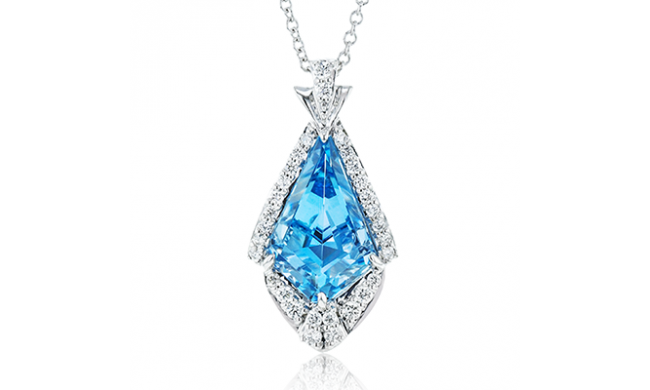 Simon G. Color Pendant 18k Gold (White) 1.94 ct Aquamarine 0.15 ct Diamond - LP4825-18K