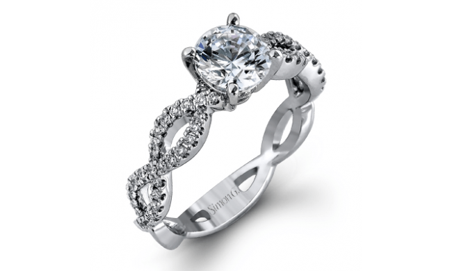 Simon G. Bridal Set 18k White Gold Round Cut Engagement Ring - MR1596-W-18KS