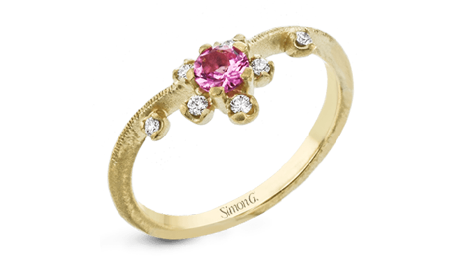 Simon G. Color Ring 18k Gold (White) 0.28 ct Spinel 0.09 ct Diamond - LR2519-Y-18K