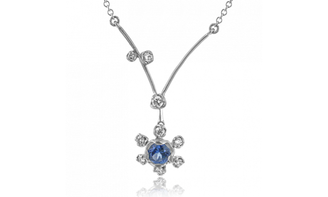 Simon G. Color Pendant 18k Gold (White) 0.21 ct Sapphire 0.12 ct Diamond - LP4596-18K