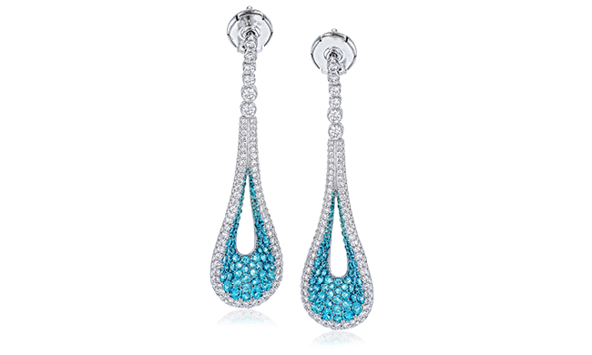 Simon G. Color Earring 18k Gold (White) 1.06 ct Paraiba Tourmaline 1.29 ct Diamond - LP4315-18K