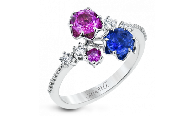 Simon G. Color Ring 18k Gold (White) 1.14 ct Sapphire 0.17 ct Diamond - LR2245-18K