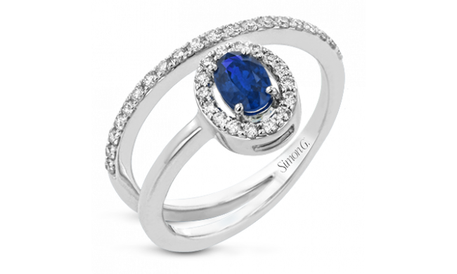 Simon G. Color Ring 18k Gold (White) 0.55 ct Sapphire 0.32 ct Diamond - LR2336-18K