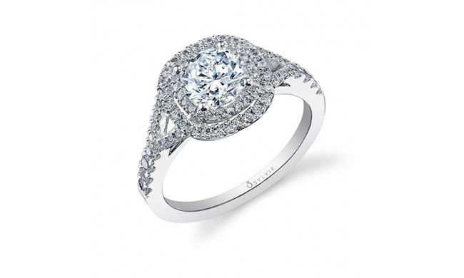 0.46tw Semi-Mount Engagement Ring With 1ct Round/Cushion Halo - s1100 rch