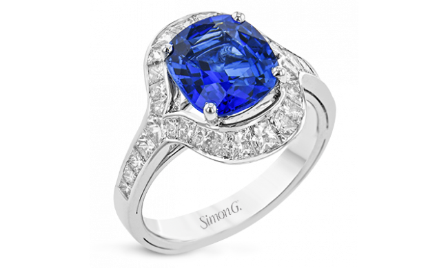 Simon G. Color Ring 18k Gold (White) 3.54 ct Sapphire 1.65 ct Diamond - LR3014-18KW