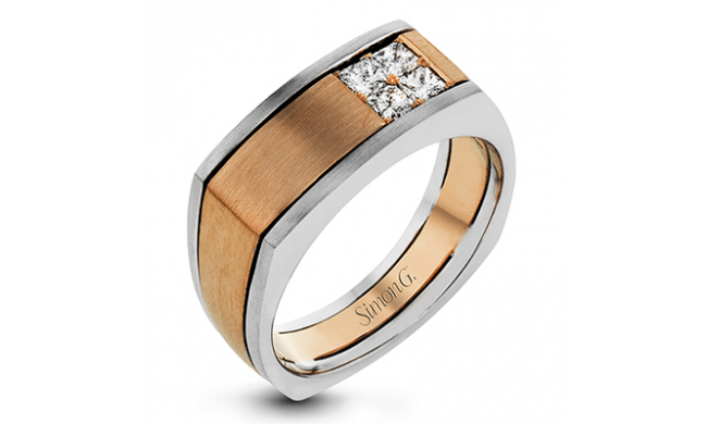 Simon G Men Ring 14k Gold (Rose, White) 0.47 ct Diamond - MR2887-14K