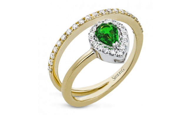 Simon G. Color Ring 18k Gold (White, Yellow) 0.41 ct Emerald 0.33 ct Diamond - LR2334-Y-18K