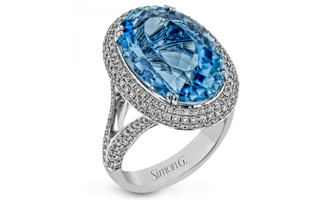 Simon G. Color Ring 18k Gold (White) 9.78 ct Aquamarine 1.12 ct Diamond - LR1135-A-18K-S