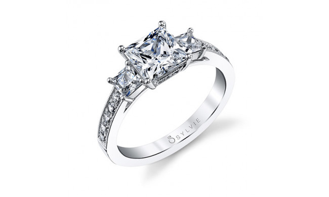 0.65tw Semi-Mount Engagement Ring With 1ct Princess Head - s1217s
