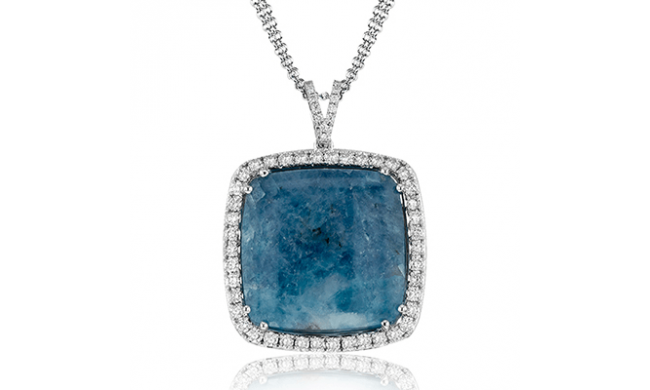 Simon G. Color Pendant 18k Gold (White) 15.26 ct Paraiba Tourmaline 0.88 ct Diamond - LP4384-A-18K