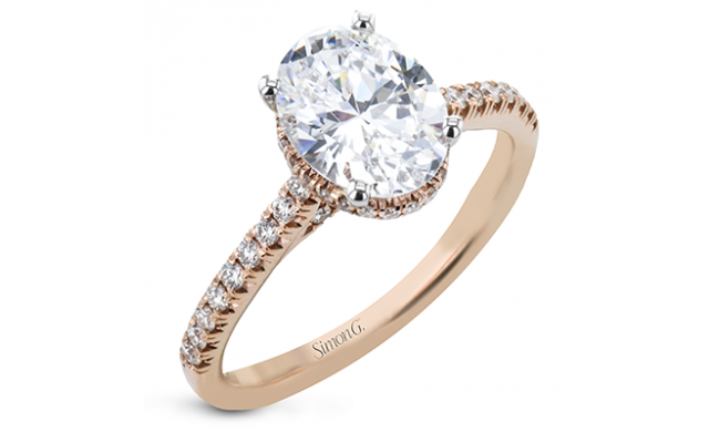 Simon G. Halo 18k Rose Gold Oval Cut Engagement Ring - LR2345-R-18KS