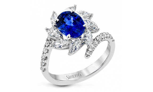 Simon G. Color Ring 18k Gold (White) 1.98 ct Sapphire 1.08 ct Diamond - MR3024-18K