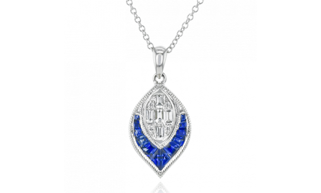 Simon G. Color Pendant 18k Gold (White) 0.37 ct Sapphire 0.19 ct Diamond - LP4780-18K