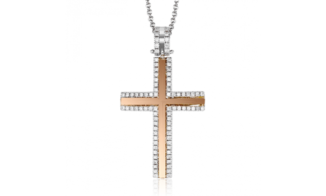 Simon G. Cross Pendant 18k Gold (Rose, White) 0.24 ct Diamond - LP4430-18K