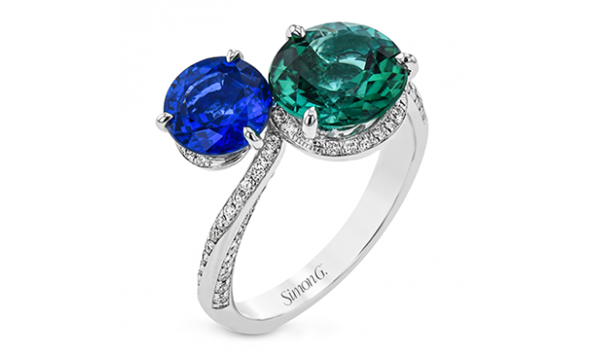 Simon G. Color Ring 18k Gold (White) 4 ct Tourmaline, Sapphire 0.28 ct Diamond - LR2927-18K