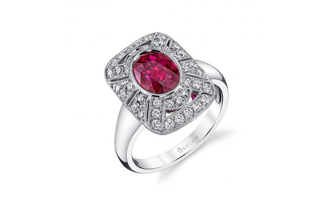 2.14tw Semi-Mount Engagement Ring With 1.58ct Oval Ruby 14W - s1228 ru