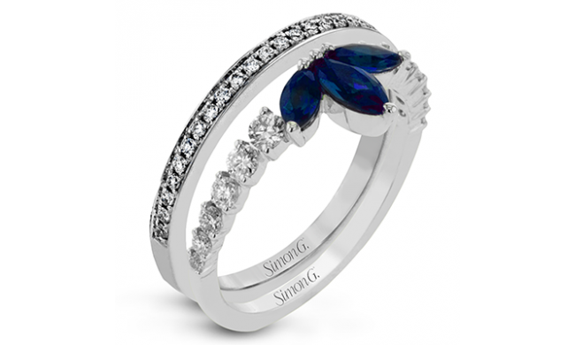 Simon G. Right Hand Ring 18k Gold (White) 0.66 ct Sapphire 0.61 ct Diamond - LR2379-18K