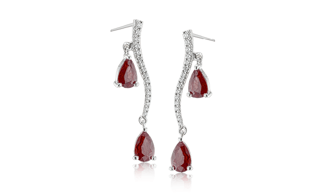 Simon G. Color Earring 18k Gold (White) 2.07 ct Ruby 0.16 ct Diamond - LE2213-18K