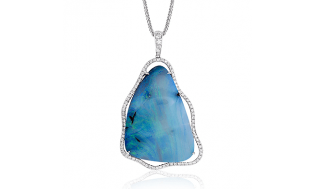 Simon G. Color Pendant 18k Gold (White) 0.34 ct Tsavorite, Sapphire 0.74 ct Diamond - TP326-18KW