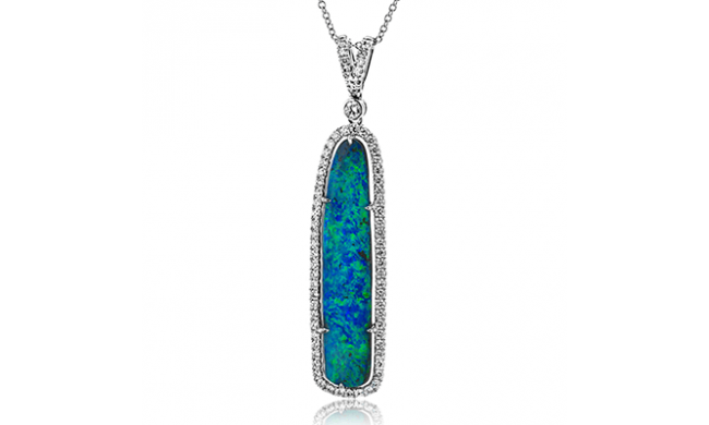 Simon G. Color Pendant 18k Gold (White) 5.6 ct Opal 0.62 ct Diamond - TP330-18K