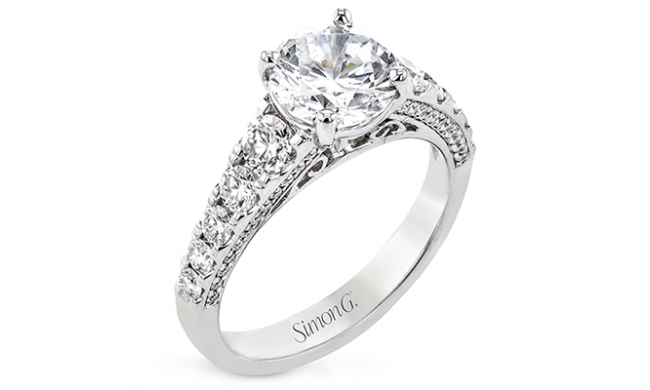 Simon G. Straight 18k White Gold Round Cut Engagement Ring - LR2785-W-18KS