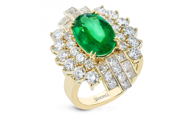 Simon G. Color Ring 18k Gold (Yellow) 3.27 ct Emerald 3.61 ct Diamond - LR2906-18K