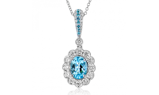 Simon G. Color Pendant 18k Gold (White) 0.85 ct Paraiba Tourmaline 0.48 ct Diamond - MP2092-18K