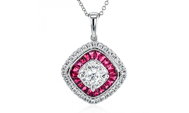 Simon G. Color Pendant 18k Gold (White) 0.83 ct Ruby 0.38 ct Diamond - LP4799-18K