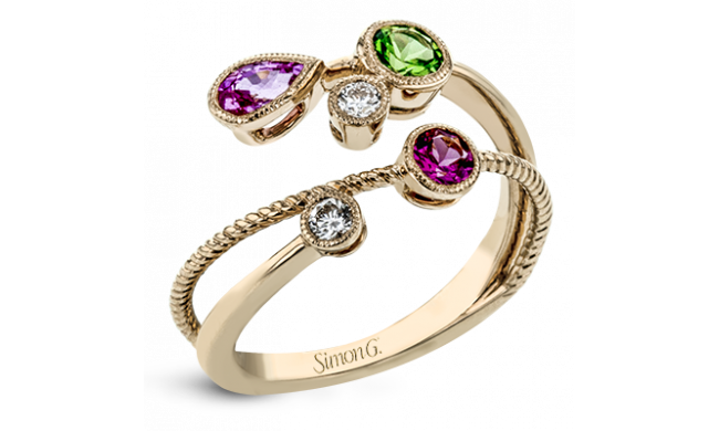 Simon G. Color Ring 18k Gold (Rose) 0.5 ct Sapphire, Tsavorite 0.14 ct Diamond - LR2414-R-18K