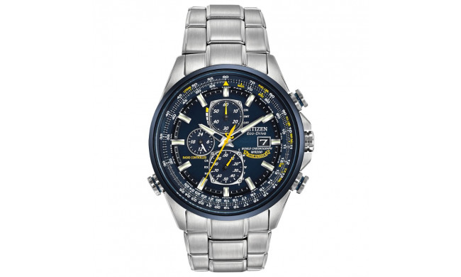 CITIZEN Eco-Drive Sport Luxury World Chrono Mens Watch Stainless Steel - AT8020-54L