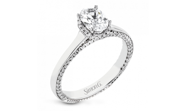 Simon G. Straight 18k White Gold Oval Cut Engagement Ring - LR2817-W-18KS