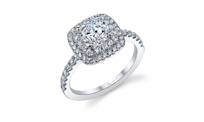 0.55tw Semi-Mount Engagement Ring With 1ct Round/Cushion Halo - s1097