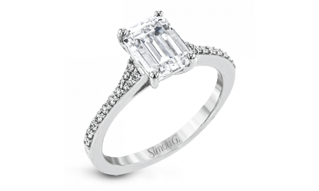 Simon G. 0.16 ctw Straight 18k White Gold Emerald Cut Engagement Ring - LR2507-W-18KS