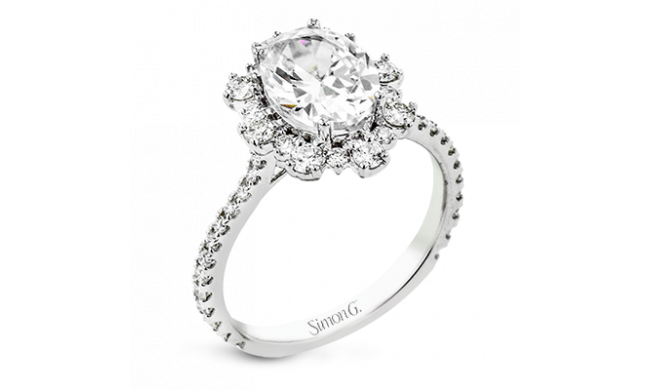 Simon G. Halo 18k White Gold Oval Cut Engagement Ring - LR2847-W-18KS